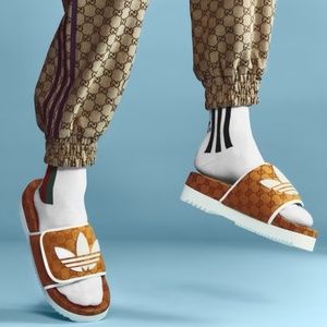 Gucci x Adidas Women's Supreme Canvas Platform Sandals Shoes